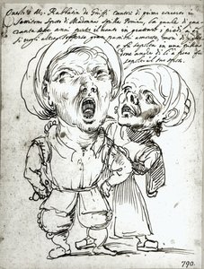 Caricature of Rabbatin de Griffi and his wife Spilla Pomina by Agostino Carracci